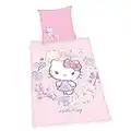 Herding Hello Kitty Bedding Set, Pillowcase 80 X 80 Cm, Duvet Cover 135 X 200 Cm, With Easy Zip, 100% Cotton/Renforcé