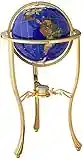 Unique Art 330-GTH-BLUE-GOLD 36-Inch by 13-Inch Floor Standing Blue Lapis Gemstone World Globe Gold Tripod