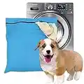 Pet Laundry Bag, Blue Filters Pet Hair Petwear Wash Bag for Washing Machine with YKK Zip for Pet Bedding Blankets Towels (Large)