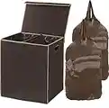 SimpleHouseware Double Laundry Hamper with Lid and Removable Laundry Bags, Brown