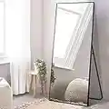 NeuType Full Length Mirror, 64" x 21" Aluminum Alloy Frame Floor Mirror with Stand, Large Bedroom Mirror, Free Standing or Wall Mounted or Leaning Against Wall, Black