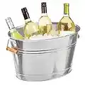 mDesign Champanera de metal – Enfriador de botellas decorativo con asas – Ideal como cubo para enfriar bebidas como vino, cerveza, cava o refrescos – plateado