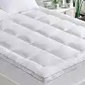 GRT Bamboo Pillowtop Mattress Topper Queen Size, Bamboo Mattress Cover Padded with 900gsm 3D Snow Down Alternative Filling, Extra Thick Mattress Pad Queen for Back Pain