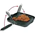 Starfrit Die-Cast Aluminum Nonstick 10-Inch Square Grill Pan with Foldable Handle