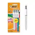 Bic 4 Colori Penne A Sfera, Shine, Ottime Per La Scuola, Fusti Metallizzati, Multicolore, 3 Unità, Confezione Da 1