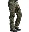 MAGCOMSEN Cargohose Herren Stretch Arbeitshosen Männer Baumwolle Tactical Hose Chino Funktionshose mit Seitentaschen Wanderhose Leichte Jagdhose Army Grün 34