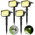 4 Pezzi Faretti Energia Solare da Esterno, 72 LED Lampioni Solari da Giardino 3 Livelli di Luminosità, IP65 Impermeabile Lampioncini Solari da Lmpermeabili per Cortile, Vialetto, Alberi (Bianco Caldo)