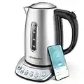 Smart Kettle by WeeKett - voice control with Amazon Alexa, Google & Siri | Digital Temperature Control 2200W with Keep Warm Function, Stainless Steel, 1.7L, Silver