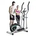 THERUN Elliptical Cross Trainer, 8 Level Noiseless Magnetic Elliptical Exercise Machines for Home Use w/ 6KG Flywheel, Heart Rate Sensor, LCD Monitor, iPad Holder & Bottle Holder (Sliver)