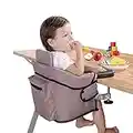 Hook On High Chair, Clip On Baby Chair, Fold-Flat Storage & Tight Fixing Portable Feeding Seat with Foldable Backrest, High Load Design, Attach to Fast Table Chair for Home & Travel (Brown)