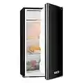 Klarstein Alleinversorger - Fridge Refrigerator, Class F, Freezer, 5 Levels of Temperature Control, 2 Glass Shelves, Interchangeable Door, Capacity: Fridge 90L Freezer 7L, Black