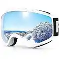 Ski Goggles, Findway OTG Snowboard Goggles for Men, Woman & Youth - 100% UV Protection and Anti-Fog - Double Spherical Lens Comfortable for Sunny and Cloudy Days Perfect for Skating Skiing Snowmobiles