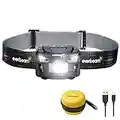 Everbeam H6 Pro LED Headlamp, Motion Sensor Control, 650 Lumen Bright, 30 Hours Runtime, 1200mAh Battery Powered USB Rechargeable Headlight Flashlight | Camping Hiking Hunting Running Red Night Cycling Fishing Inspection Work | Waterproof Small Torch