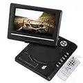 Topiky Lecteur de DVD Portable 7 ", Mini HD pivotant Écran 16: 9 de Voiture, Film CD CD TV/Fonction de Jeu Grande mémoire avec Batterie Rechargeable pour Voiture/Maison/extérieur/Voyage(EU)