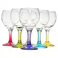 URBNLIVING Coral Misket Coloured Wine Cocktail Glasses 210cc/ml Set of 6 Gift Boxed