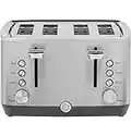 GE Stainless Steel Toaster | 4 Slice | Extra Wide Slots for Toasting Bagels, Breads, Waffles & More | 7 Shade Options for the Entire Household to Enjoy | Countertop Kitchen Essentials | 1500 Watts