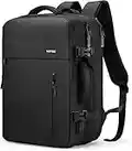 HOMIEE Sac à Dos Voyage Sac à Dos Cabine Grand 40L, Sac à Dos Bagage à Main Imperméable Expansible pour 15,6" Ordinateur Portable, Sac a Dos Cabine Antivol avec 2 Poignées Port de Charge USB, Noir