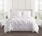 Parure de lit avec housse de couette et taies d'oreiller plissées 100 % percale de coton, blanc, lit king-size