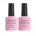 AIMEILI Base Coat Top Coat UV LED Gel Nagellack Gellack Unterlack & Überlack Set Nägel Maniküre Kit 2×10ml