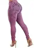 Womens Juniors Women's Purple High Waisted Butt Lifting Levantacola Skinny Jeans 10985E