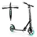 LaScoota Foldable Adult Scooter - Also Great as a Scooter for Kids Ages 8-12 & Teenagers 11-15 - Big 200mm Wheels - Kick Scooters With Shock Absorption - Great Gift - Up to 105kg (Aqua)