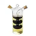 Yiyer 2-in-1 Oil & Vinegar Dispenser Cruet Bottle with Cork Stoppers, Clear Glass Kitchen Supplies, Gourd Shape