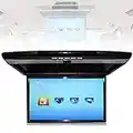 Roboraty Auto-Overhead-flip-down-Monitor, 17,3 Zoll 16: 9 Ultradünner Digitaler Tft-Bildschirm 1080p Video Auto-Overhead-Player Dachmonitor Hdmi USB Sd-anschluss Ir Und Fm,Black