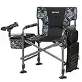 X Strike Fishing Chairs with Rod Holder, Folding Chair Fishing for Adults Outdoor Camping Chair Leg Adjustable with Cooler Bag and Storage Bag for Ice Fishing, Camp, Lawn, Patio, Garden.