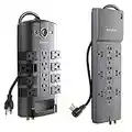 Belkin 12-Outlet Pivot-Plug Power Strip Surge Protector w/ 8ft Cord (4,320 Joules) & 12-Outlet Power Strip Surge Protector w/ 8ft Cord (3,940 Joules), Gray