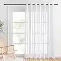 PONY DANCE Divider Door Curtain Voile - Extra Long Voile Curtain Eyelet Top Sliding Glass Door Partition Thick Sheers Privacy Protected Net Curtain, 1 Panel, W 100 inch x L 84 inch, White