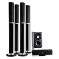 auna Areal Surround Home Cinéma 5.1 Système de sonorisation Home Cinéma Système de haut-parleurs 5.1 avec 145 W RMS, caisson de basses 16,5 cm (6,5") Bass-Reflex Bluetooth, noir