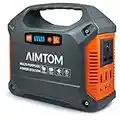 AIMTOM Portable Solar Generator, 42000mAh 155Wh Power Station, Emergency Backup Power Supply W/Flashlights, for Camping, Home, Road Trip, RV, Travel, Outdoor (110V/ 100W AC, 3X 12V DC, 3X USB Output)