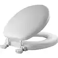 Mayfair 15EC 000 Removable Soft Toilet Seat That Will Never Loosen, Round - Premium Hinge, White