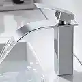 kisimixer Moderne Robinet Salle de Bain Cascade, Design Elégant Robinet Lavabo, Mitigeur en Laiton, Eau Chaude et Froide Disponible, Robinetterie Chromé G 3/8