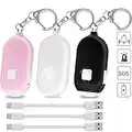 Taschenalarm für Frauen, 3 Stücke 130db Personal Alarm Selbstverteidigung Schlüsselanhänger Alarm mit Taschenlampe, Panikalarm Persönliche Sicherheit Frauen, Kinder, Senioren