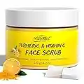 Gommage Visage au Curcuma et Vitamine C, Gommage Crème Organics, Éclaircissant Efface les Points Noirs Améliore l'Acné des Taches Brunes, Exfoliant à l'Extrait de Fraise