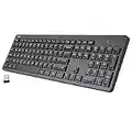 Arteck 2.4G Wireless Keyboard Ultra Slim Full Size Keyboard with Numeric Keypad and Media Hotkey for Computer/Desktop/PC/Laptop/Surface/Smart TV and Windows 11/10/ 8/7