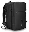 Expandable Laptop Backpack, Fits 17.3 Inch Business Backpack, Waterproof Carry-on Travel Backpack, Anti-Theft Backpack for Men and Women, Black