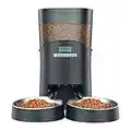 HoneyGuaridan 6.5L Comederos automáticos para Perros y Gatos con Divisor y Dos Cuencos para Doble dispensación, Temporizador,Control de Porciones, grabadora de Voz de hasta 6 Comidas al día