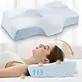 Mkicesky Side Sleeper Contour Memory Foam Pillow, Orthopedic Sleeping Pillow, Ergonomic Cervical Pillow for Neck Pain with Washable Hypoallergenic Pillowcase for Back, Stomach Sleepers (Queen Size)