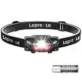 Lepro LED Headlamp, Waterproof Flashlight Head Lamp with 4 Light Modes, Battery-Powered Headlights for Camping, Hunting, Climbing, Running Outdoor, Battery Included