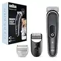 Braun Body Groomer 5 Rasoio Elettrico Corpo Uomo, Depilazione Uomo, Accessori Inclusi, Lama in Metallo, Ideale per Aree Sensibili, Gambe, Petto e Ascelle, Idea Regalo, BG5350 Grigio e Bianco