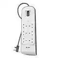 Belkin Extension Lead with USB Slots x 2 (2.4 A Shared), 6 Way/6 Plug Extension, 2m Surge Protected Power Strip - White