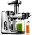 Juicer Machines,AMZCHEF Slow Masticating Juicer, Juicer with Two Speed Modes, Travel bottles(500ML),LED display, Easy to Clean Brush & Quiet Motor for Vegetables&Fruits (Gray, GM3001)