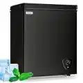 Chest Freezer 3.5 Cubic Deep Freezer, Compact Deep Freezer with Top Open Door and Removable Storage Basket, 7 Gears Temperature Control, Energy Saving, for Office Dorm or Apartment (Black)