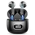 Cuffie Bluetooth, Auricolari Bluetooth 5.3 con Mic Stereo, 2022 Cuffie Wireless In Ear Mini Cuffie Senza Fili IP7 Impermeabili, Cuffiette Bluetooth Sport 42 Ore Cancellazione Rumore, LED/USB-C Nero