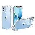 XTCASE Funda Transparente para iPhone 12 / iPhone 12 Pro 6,1" con Soporte, Carcasa con Invisible Pie de Apoyo Ultra Delgada Suave TPU Silicona Bumper Anti-Choque Anti-arañazos Rígida PC Caso, Claro