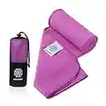 Bahidora® Serviette en Microfibre en 16 Couleurs, Serviette de Voyage à séchage Rapide avec Poche et Boucle de Suspension, Serviette d'extérieur ultralégère et compacte (S 40x80 cm, Violet).