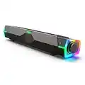 Uythumidid Computer PC Lautsprecher für Desktop, Dynamische RGB PC Sound Bar, Bluetooth Lautsprecher mit USB Powered, HiFi Stereo Gaming Lautsprecher für Monitor, Schwarz