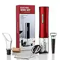 Electric Wine Opener Set, Battery Operated Automatic Wine Bottle Openers with Foil Cutter,Vacuum Stoppers, Pourer,Reusable Automatic Wine Corkscrew Remover for Wine Lovers Gift, Dating, Party